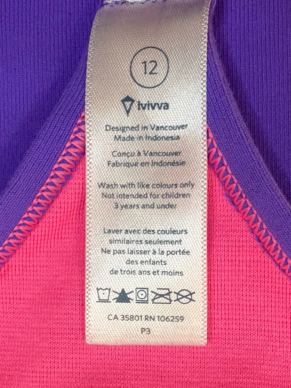 Ivivva by Lululemon Racerback Athletic Tank Top Girls Purple Size 12 - Picture 4 of 6